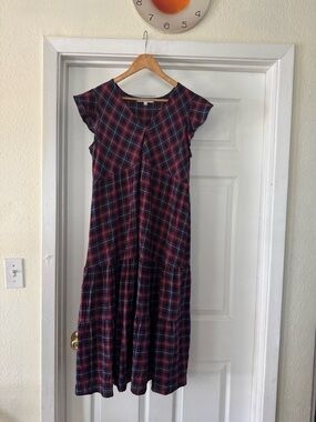 Hatch Plaid Maxi Dress in Red and Navy